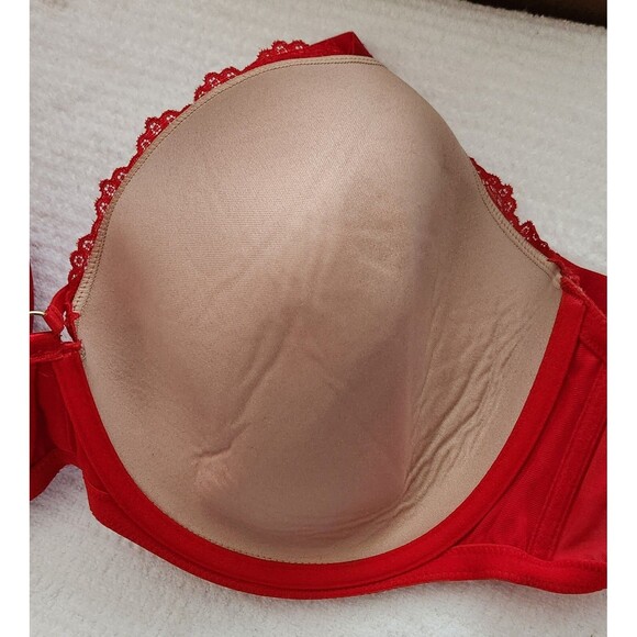 Adore Me Bra 40H Deep Red Cage Straps Lined Underwire Lace Trim EUC Style LP1761 - Picture 9 of 10